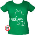 kutya póló french bulldog női zöld