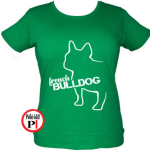 kutya póló french bulldog női zöld