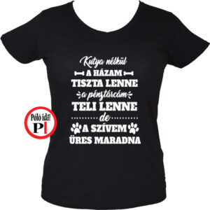 kutya póló üres női fekete