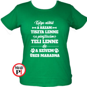 kutya póló üres női zöld