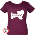 kutya póló yorkie női burgundi