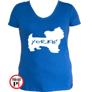 kutya póló yorkie női kék