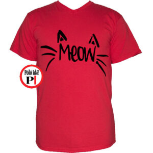 macska póló meow piros