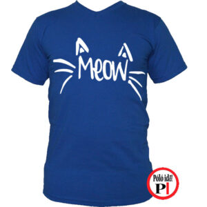 macska póló meow kék