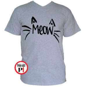 macska póló meow szürke