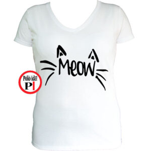 macska póló meow női fehér