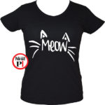 macska póló meow női fekete
