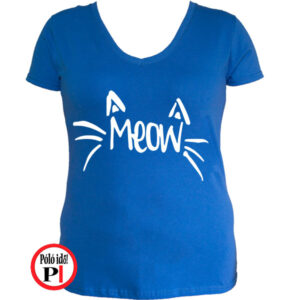 macska póló meow női kék