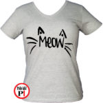 macska póló meow női szürke