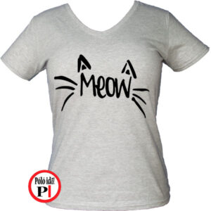 macska póló meow női szürke