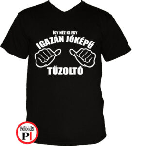 tűzoltó póló jóképű fekete
