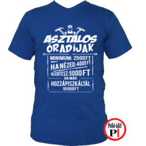 asztalos póló óradíjak kék