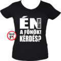 főnök póló kérdés női fekete