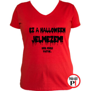 halloween póló női piros