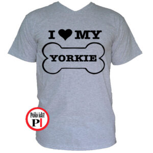 kutya póló love my yorkie szürke