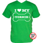 kutya póló love my yorkie zöld