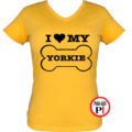 kutya póló love my yorkie női citrom