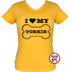 kutya póló love my yorkie női citrom