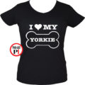 kutya póló love my yorkie női fekete