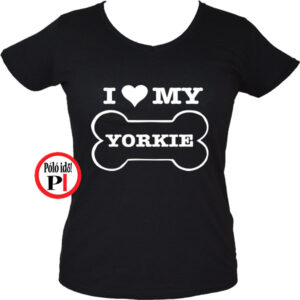 kutya póló love my yorkie női fekete