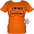 kutya póló love my yorkie női narancs