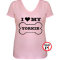 kutya póló love my yorkie női pink