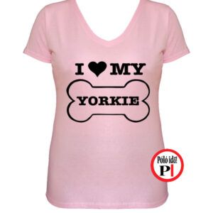 kutya póló love my yorkie női pink