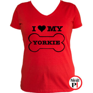 kutya póló love my yorkie női piros