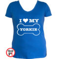 kutya póló love my yorkie női kék
