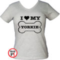 kutya póló love my yorkie női szürke