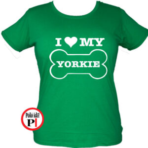 kutya póló love my yorkie női zöld