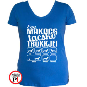 kutya póló tacskó trükk női kék