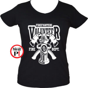 tűzoltó póló volunteer női fekete