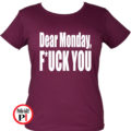 vicces póló fuck monday női burgundi