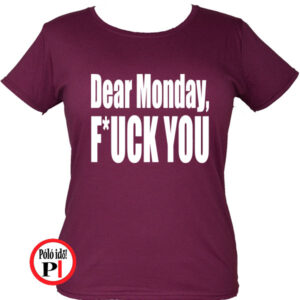 vicces póló fuck monday női burgundi