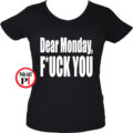vicces póló fuck monday női fekete