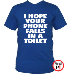 vicces póló toilet phone kék