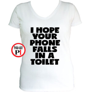 vicces póló toilet phone női fehér