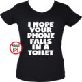 vicces póló toilet phone női fekete