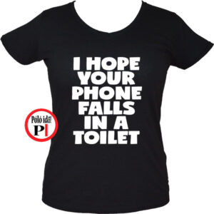 vicces póló toilet phone női fekete
