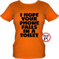 vicces póló toilet phone női narancs