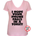 vicces póló toilet phone női pink