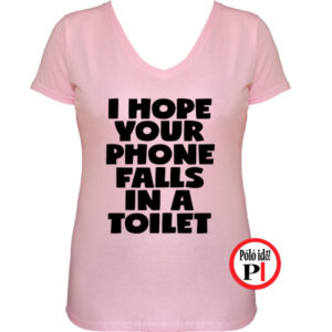 vicces póló toilet phone női pink