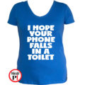 vicces póló toilet phone női kék