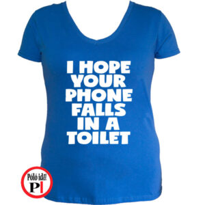 vicces póló toilet phone női kék