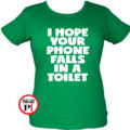 vicces póló toilet phone női zöld