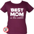 anya póló best mom world burgundi
