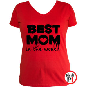 anya póló best mom world piros