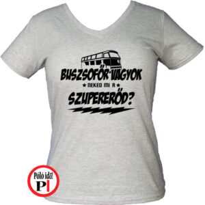 busz póló szupererő női szürke