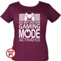 gamer póló game mode női burgundi